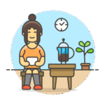 Logo de Pensamientos y reflexiones, mujer sentada pensando